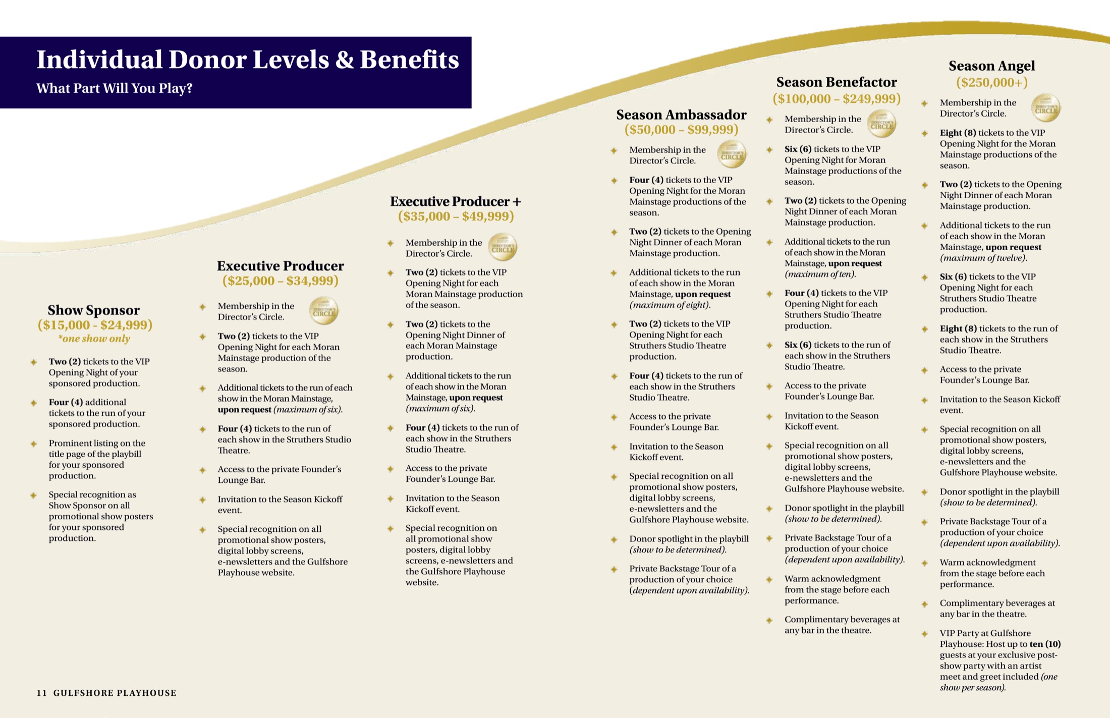 Individual donor levels and benefits